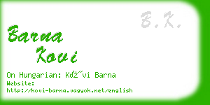 barna kovi business card